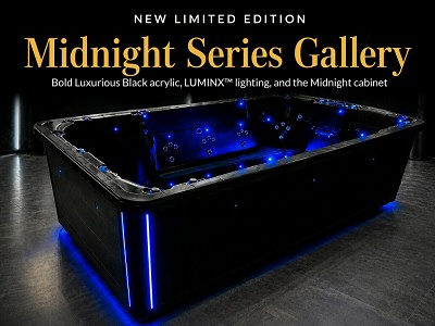 PDC Spas Midnight Series a new special limited edition of hot tubs, swim spas and cold plunge tubs. Available PDC Spa & Pool World Lehighton, PA.